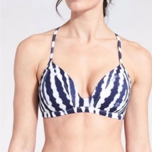 Athleta Wave Break Sz S Molded Cup
Bikini Top Tie Dye Blue White Multiway
Straps - Picture 1 of 7
